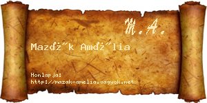 Mazák Amélia névjegykártya